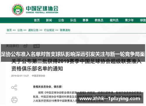 足协公布准入名单对各支球队影响深远引发关注与新一轮竞争局面